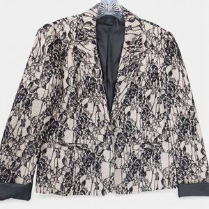 Kardashian Kollection Lace Blazer Black Nude Floral Lined Jacket Women’s L